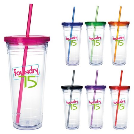 CLEAR DOUBLE WALL TUMBLER 24 oz. 24 HR