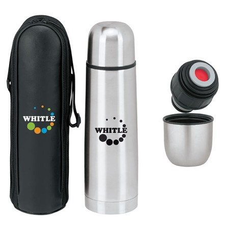 STAINLESS THERMOS WITH CASE 16.9 oz.