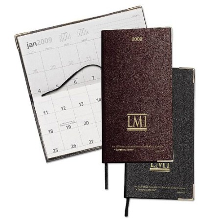 MONTHLY POCKET CALENDAR WITH GOLD CORNERS