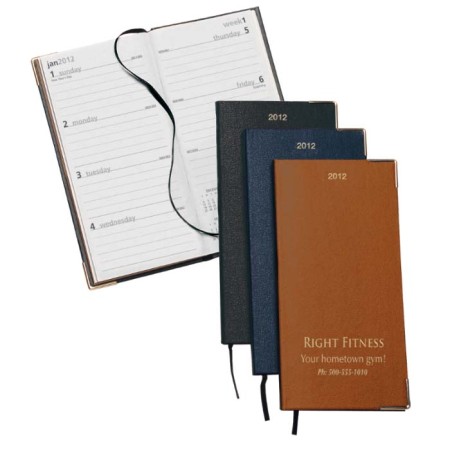 WEEKLY POCKET CALENDAR WITH GOLD CORNERS